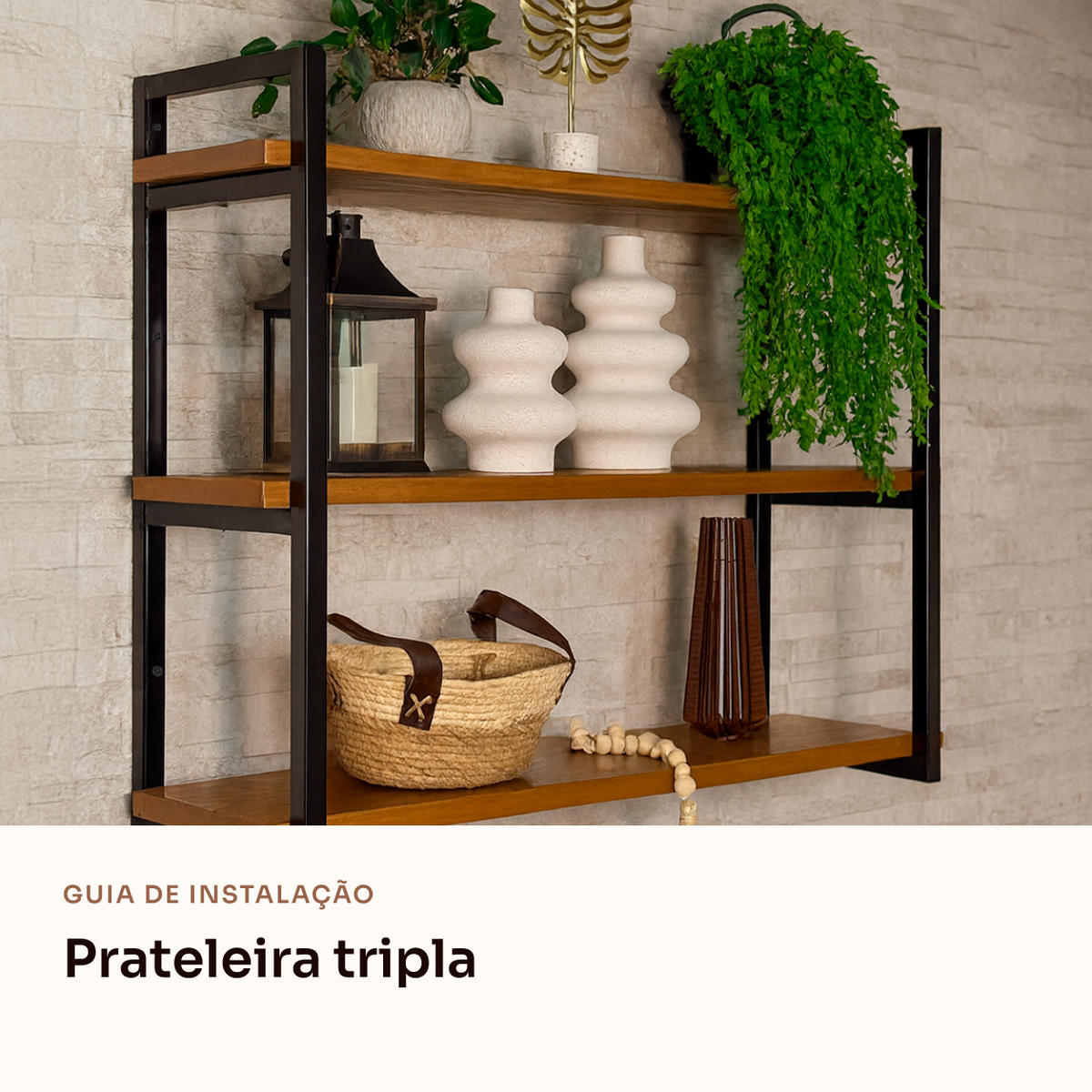 Guia de instalacao da prateleira tripla industrial Pratelar
