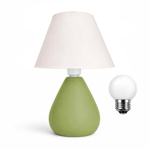 Abajur gota de cerâmica verde pistache com cúpula de plástico e lâmpada, Pratelar #verdepistache #plástico
