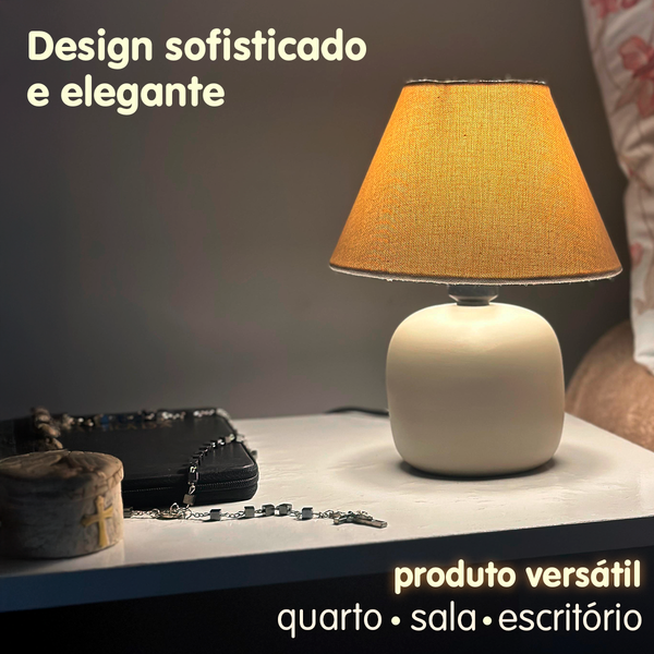 Abajur Bujão de Cerâmica com Cúpula + Lâmpada