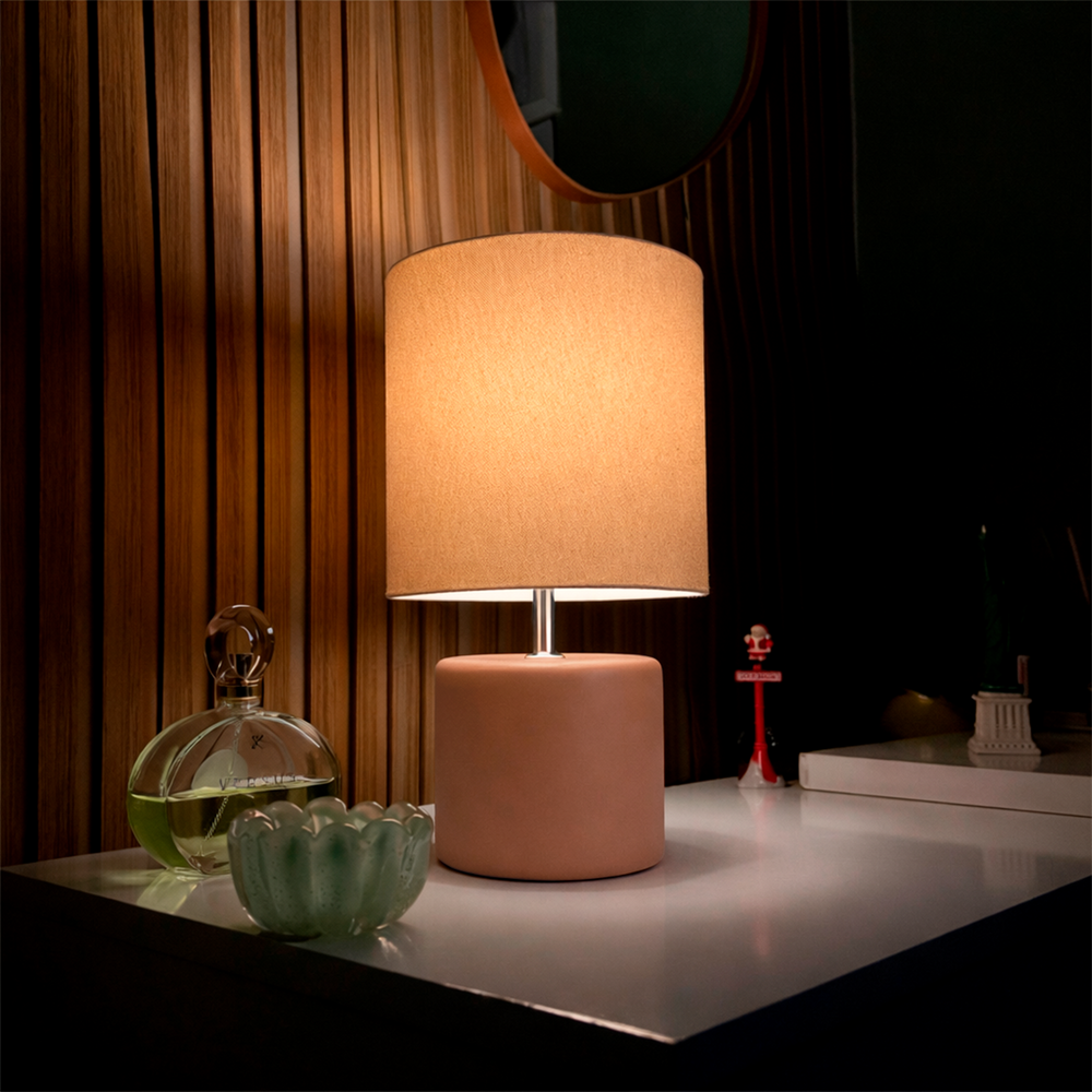 Abajur Cilindro de Cerâmica com Cúpula