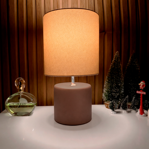 Abajur Cilindro de Cerâmica com Cúpula de Linho + Lâmpada