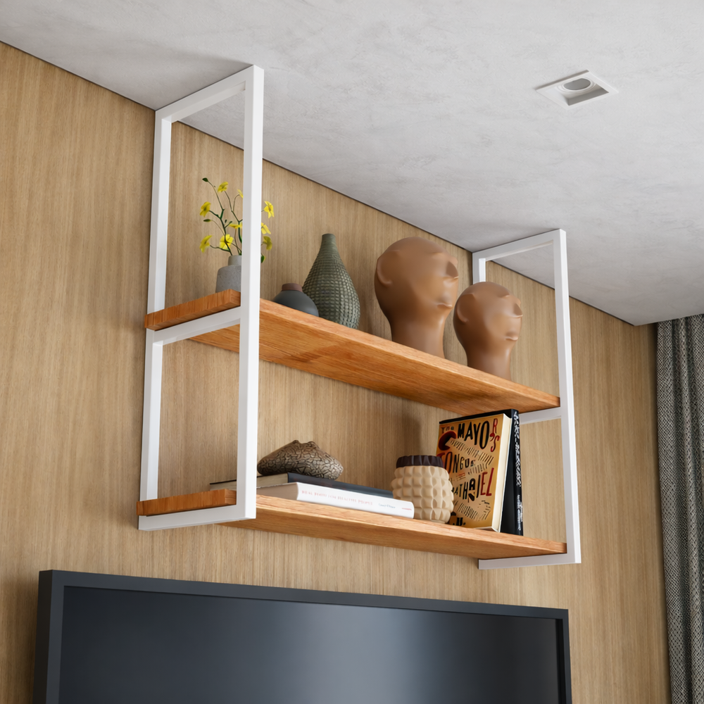 Prateleira de Teto Industrial Ferro e Madeira