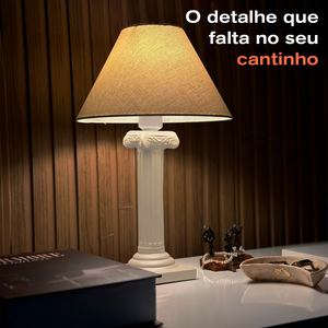Abajur Coluna Grega de Cerâmica com Cúpula + Lâmpada