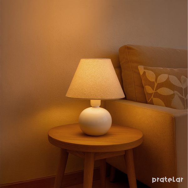 Abajur Bolinha de Cerâmica com Cúpula