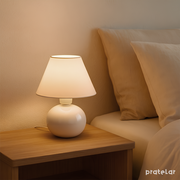 Abajur Bolinha de Cerâmica com Cúpula