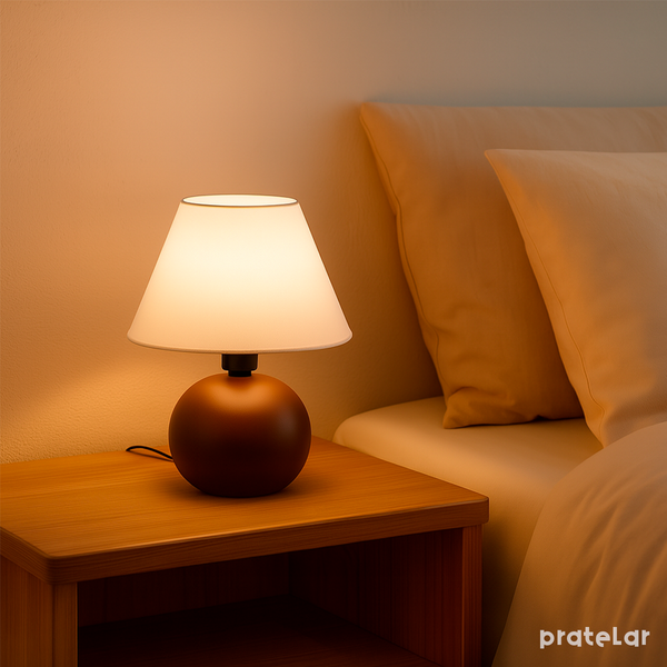 Abajur Bolinha de Cerâmica com Cúpula