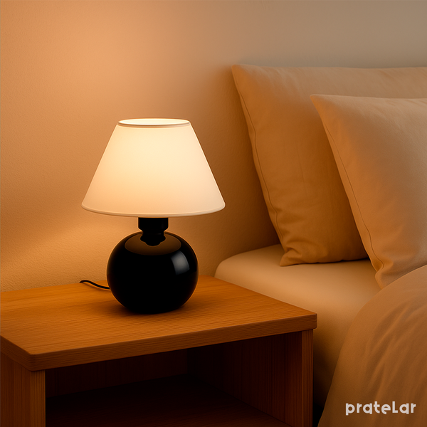 Abajur Bolinha de Cerâmica com Cúpula + Lâmpada