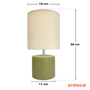 Abajur Cilindro de Cerâmica com Cúpula de Linho + Lâmpada