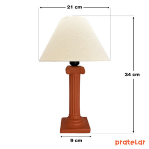 Abajur Coluna Grega de Cerâmica com Cúpula + Lâmpada