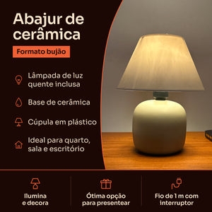 Abajur bujão capuccino com cúpula de plástico, características #capuccino #plástico