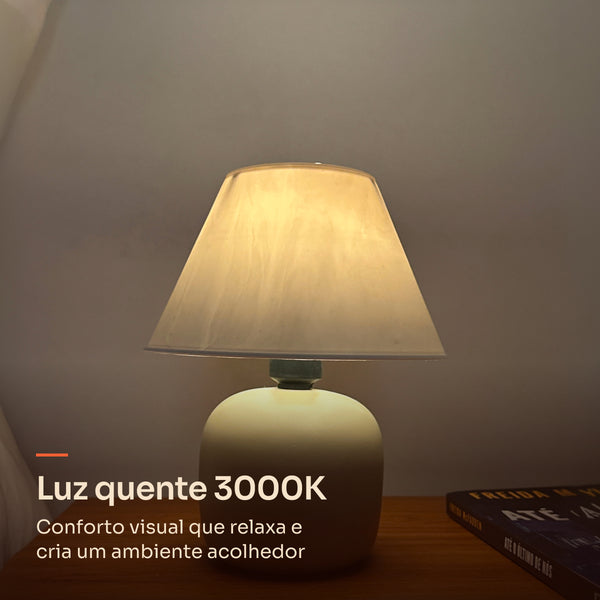 Abajur bujão capuccino com cúpula de plástico, luz quente 3000K #capuccino #plástico