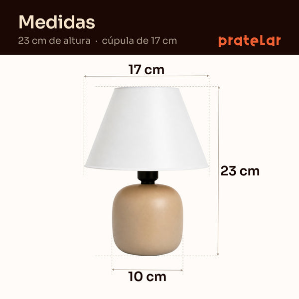 Medidas do abajur bujão: 23 cm de altura e cúpula de 17 cm #capuccino #plástico