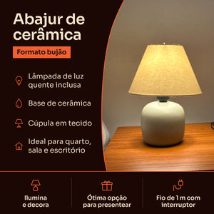 Abajur bujão capuccino com cúpula de tecido, características #capuccino #tecido