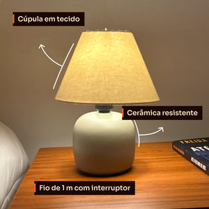 Abajur bujão capuccino com cúpula de tecido, detalhes #capuccino #tecido