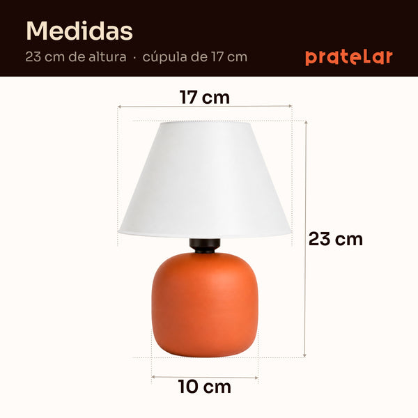 Medidas do abajur bujão: 23 cm de altura e cúpula de 17 cm #terracota #plástico