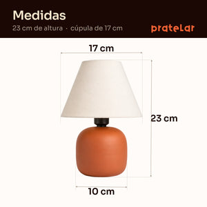 Medidas do abajur bujão: 23 cm de altura e cúpula de 17 cm #terracota #tecido