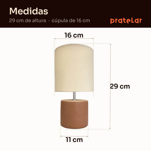 Medidas do abajur cilindro: 29 cm de altura, cúpula de 16 cm e base de 11 cm #avelã