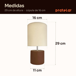 Medidas do abajur cilindro: 29 cm de altura, cúpula de 16 cm e base de 11 cm #marrom