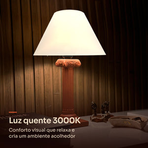 Abajur coluna grega terracota com cúpula de plástico, luz quente 3000K #terracota #plástico