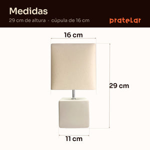 Medidas do abajur cubo: 29 cm de altura, cúpula de 16 cm e base de 11 cm #offwhite