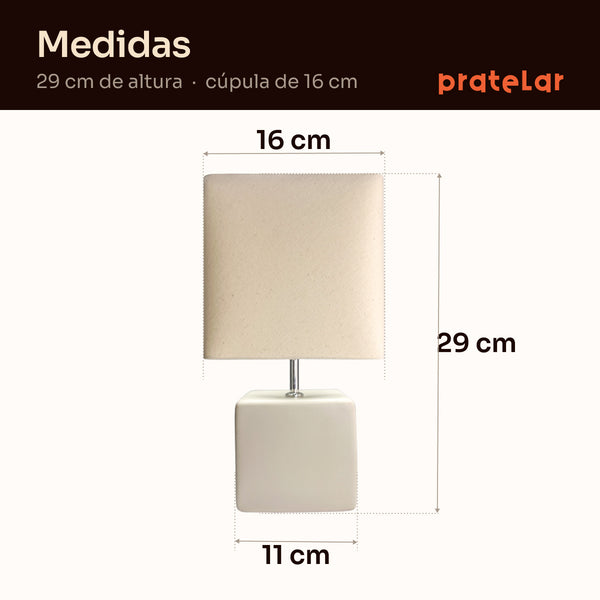 Medidas do abajur cubo: 29 cm de altura, cúpula de 16 cm e base de 11 cm #offwhite