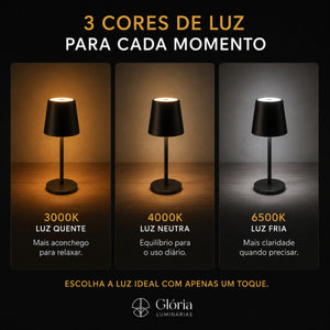 Abajur touch LED portátil no ambiente