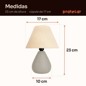 Medidas do abajur gota capuccino com cúpula de tecido: 23 cm de altura, cúpula de 17 cm e base de 10 cm #capuccino #tecido