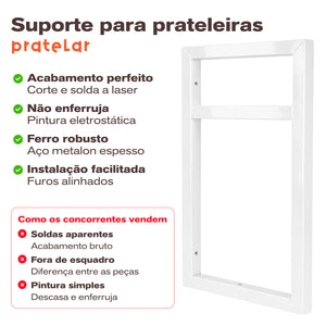 Suporte branco para prateleira Pratelar com corte e solda a laser