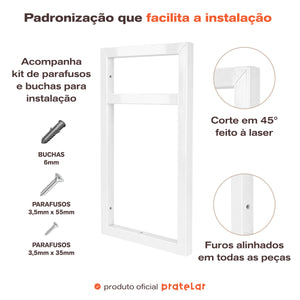 Detalhes do suporte branco para prateleira dupla