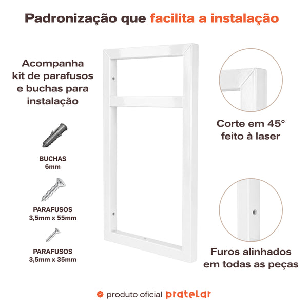 Detalhes do suporte branco para prateleira dupla