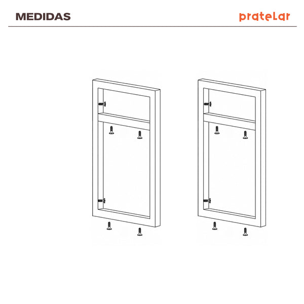 Medidas do suporte para prateleira dupla 24x37 cm