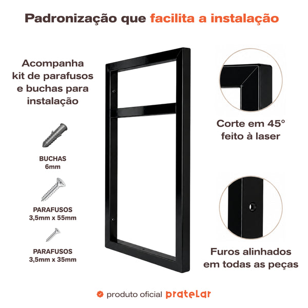Detalhes do suporte de ferro para prateleira dupla
