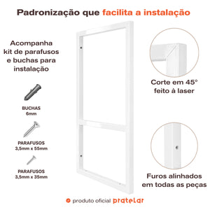 Detalhes do suporte branco para prateleira de teto