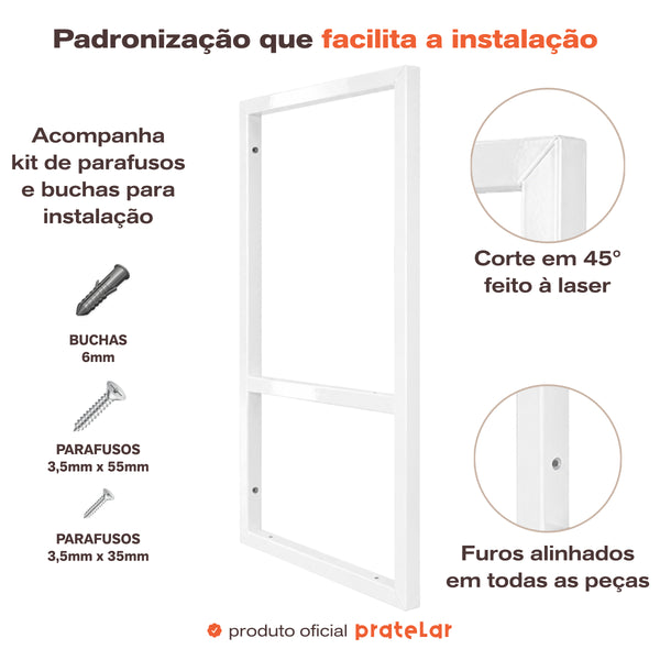 Detalhes do suporte branco para prateleira de teto