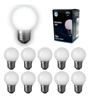 Kit 10 lâmpadas bolinha LED branco frio