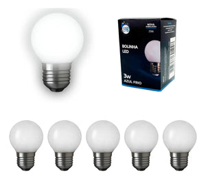 Kit 5 lâmpadas bolinha LED branco frio