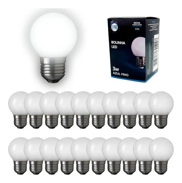 Kit 50 lâmpadas bolinha LED branco frio