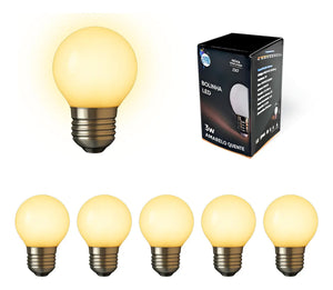 Kit 5 lâmpadas bolinha LED branco quente