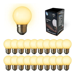 Kit 50 lâmpadas bolinha LED branco quente