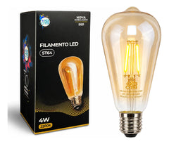 Lâmpada de filamento LED retrô ST64 âmbar