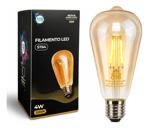 Lâmpada de filamento LED retrô ST64 âmbar