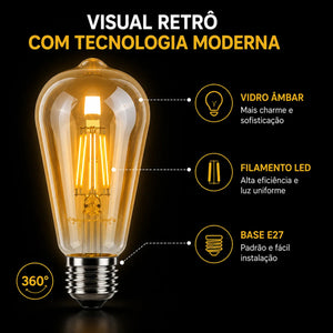Lâmpada de filamento acesa em pendente
