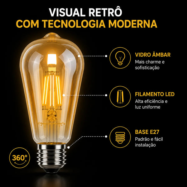 Lâmpada de filamento acesa em pendente