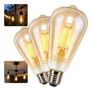 Kit 3 lâmpadas de filamento LED ST64