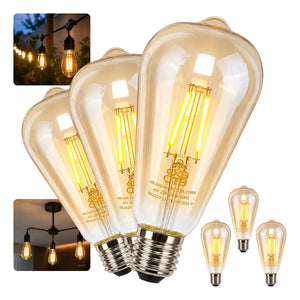 Kit 6 lâmpadas de filamento LED ST64