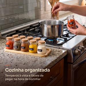 Porta temperos 10 potes ao lado do fogão, cozinha organizada #10