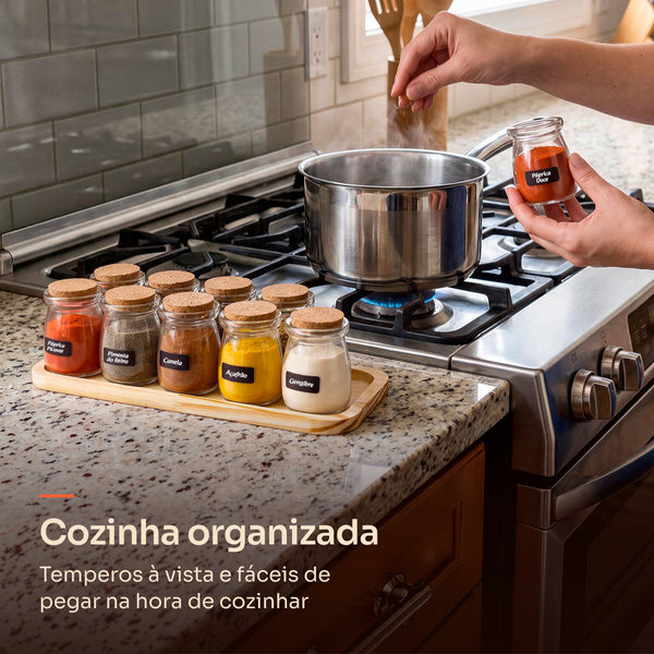 Porta temperos 10 potes ao lado do fogão, cozinha organizada #10