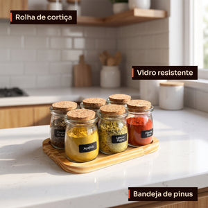 Porta temperos 6 potes na bancada da cozinha #6