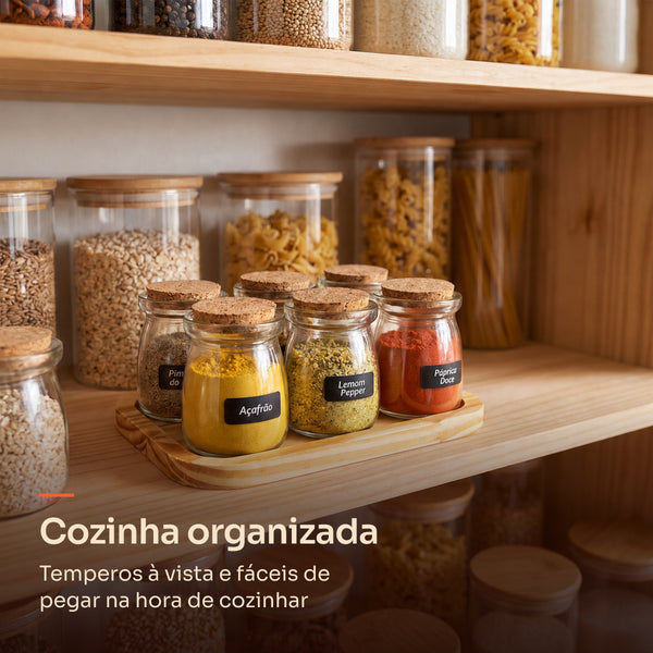Porta temperos 6 potes na prateleira, cozinha organizada #6
