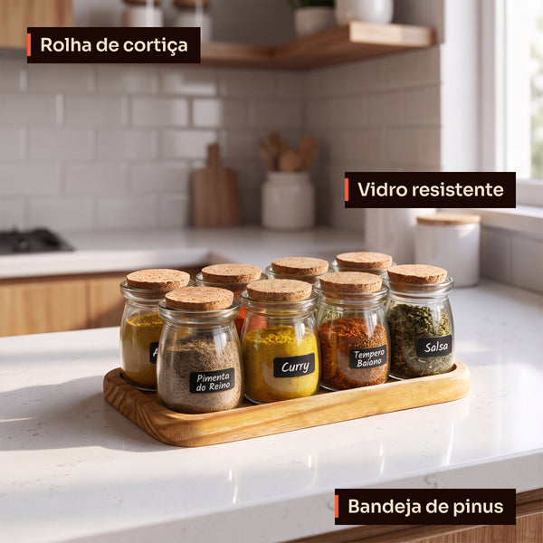 Porta temperos 8 potes na bancada da cozinha #8